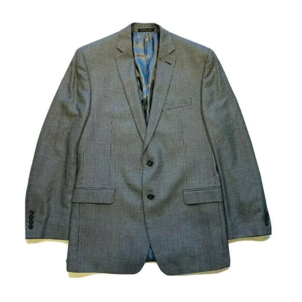 Calvin Klein Nailhead Silk‎ Wool Blazer Sport Jacket Coat Two Button 40L EUC